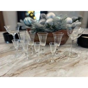 Vintage Heirloom Hand Etched Drinkware